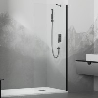 Душевая перегородка RGW Walk In WA-102B 90x195, профиль черный, стекло прозрачное 6 мм
