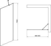 Душевая перегородка RGW Walk In WA-102B 90x195, профиль черный, стекло прозрачное 6 мм