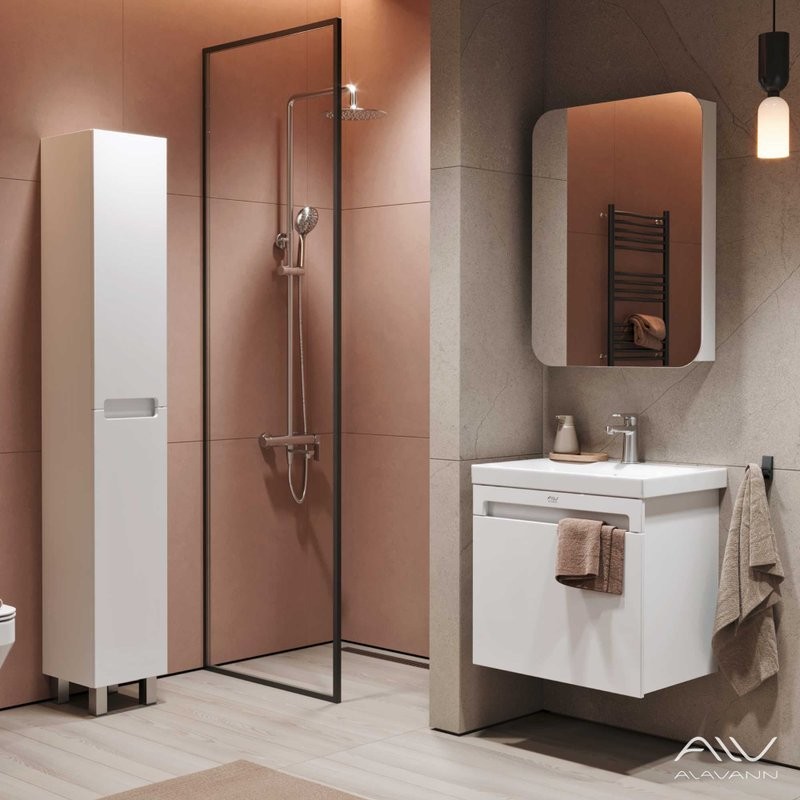 Тумба под раковину без столешницы Alavann Cosmetic 60 подвесная, глянцевая белая