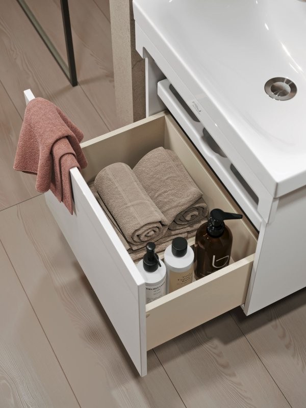 Тумба под раковину без столешницы Alavann Cosmetic 60 подвесная, глянцевая белая