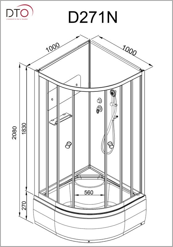 Душевая кабина DTO D D271 профиль хром, стекло матовое