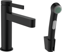 Смеситель для раковины Hansgrohe Finoris 110 76210670 с гигиеническим душем, матовый черный