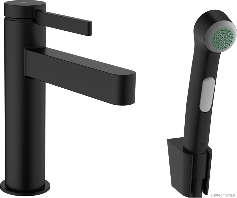Смеситель для раковины Hansgrohe Finoris 110 76210670 с гигиеническим душем, матовый черный