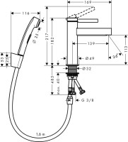 Смеситель для раковины Hansgrohe Finoris 110 76210670 с гигиеническим душем, матовый черный