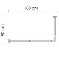 Угловой карниз для ванны Wasserkraft Elbe SC-729018 180x90 см, Г-образный, глянцевый черный