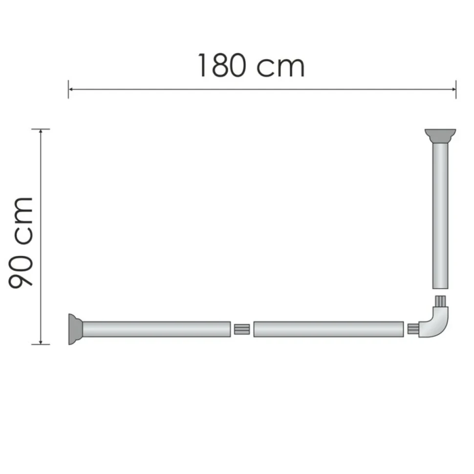 Угловой карниз для ванны Wasserkraft Elbe SC-729018 180x90 см, Г-образный, глянцевый черный