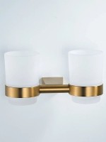 Стакан для зубных щеток / стакан для ванной комнаты двойной Shevanik SG5722G, золотой сатин