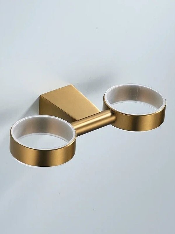 Стакан для зубных щеток / стакан для ванной комнаты двойной Shevanik SG5722G, золотой сатин