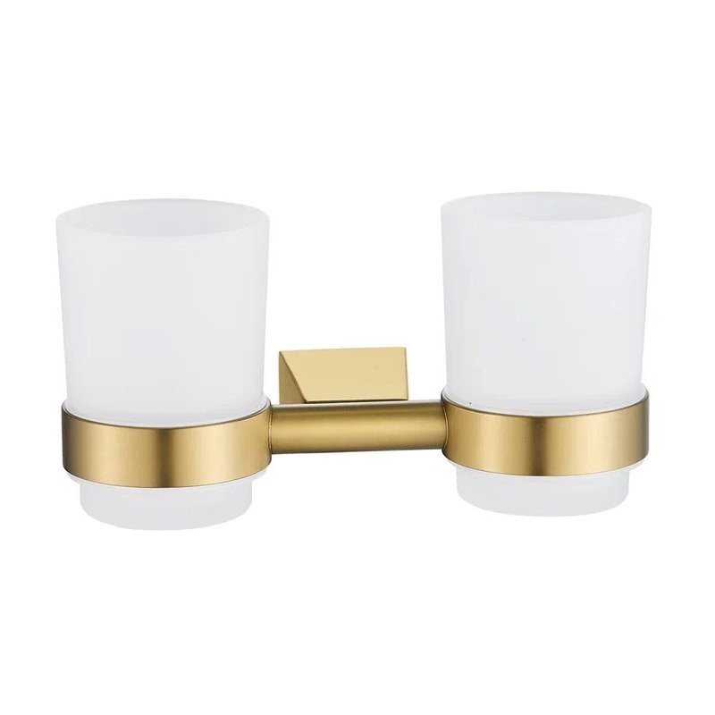 Стакан для зубных щеток / стакан для ванной комнаты двойной Shevanik SG5722G, золотой сатин