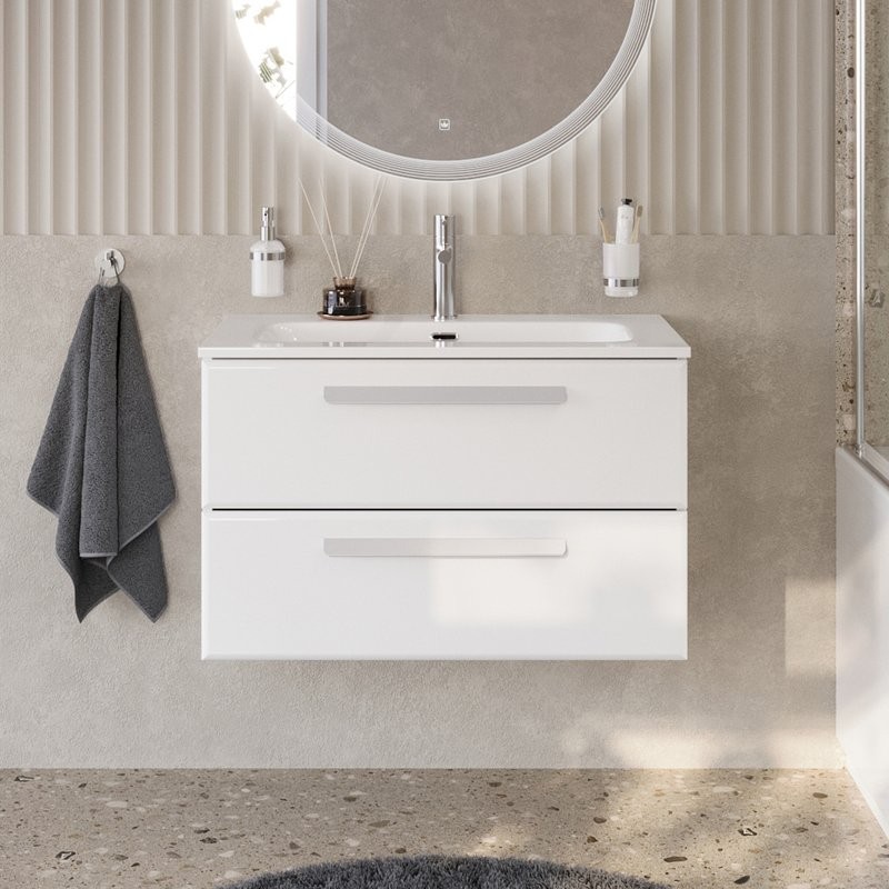 Тумба под раковину без столешницы Cezares Eco Cer-N 80 bianco opaco, ручки сатин