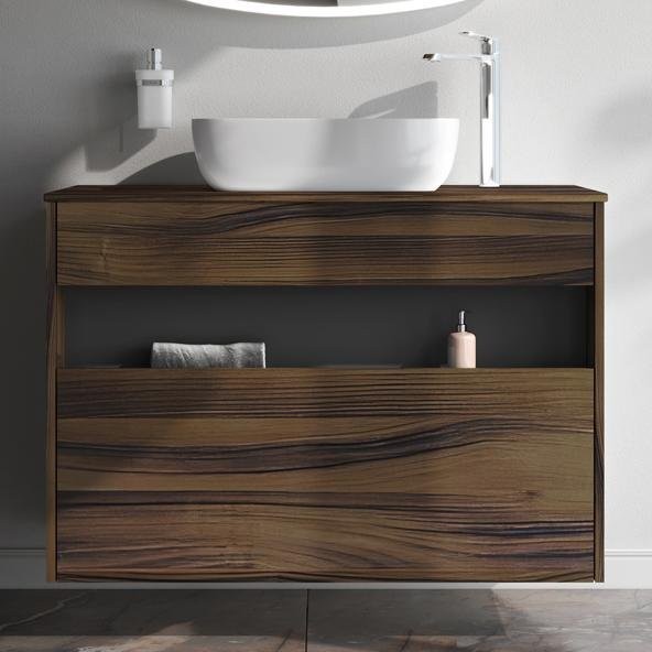 Тумба с раковиной AM.PM Func 100 дуб крафт, со столешницей, раковина M8FWCC10510WG