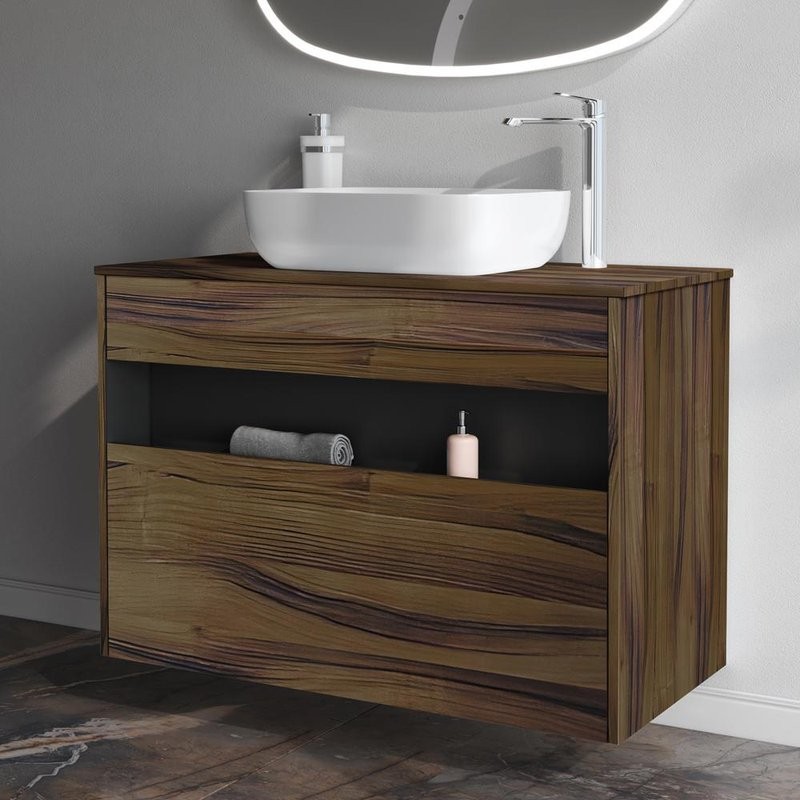 Тумба с раковиной AM.PM Func 100 дуб крафт, со столешницей, раковина M8FWCC10510WG