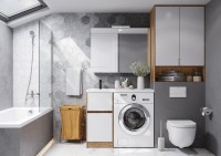 Тумба с раковиной AQUATON Лондри 40 L, дуб сантана, белый