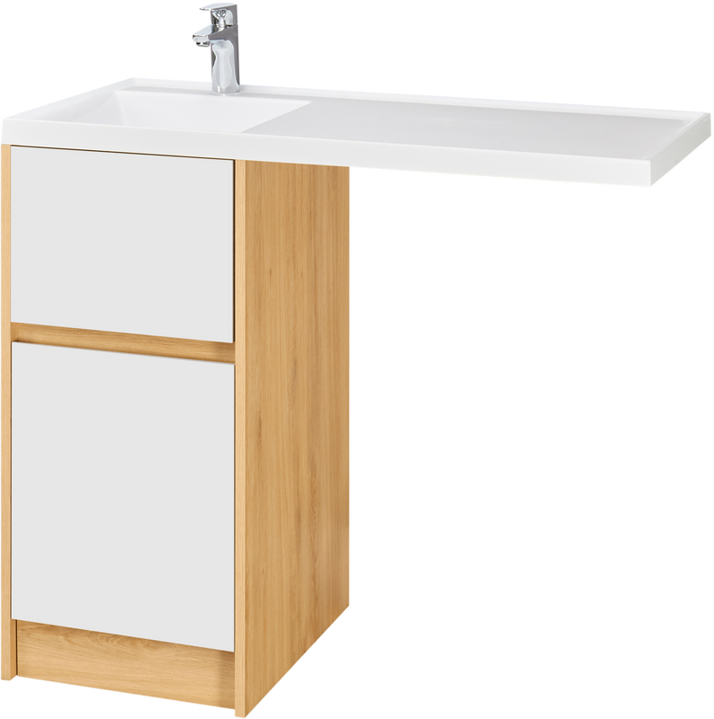 Тумба с раковиной AQUATON Лондри 40 L, дуб сантана, белый