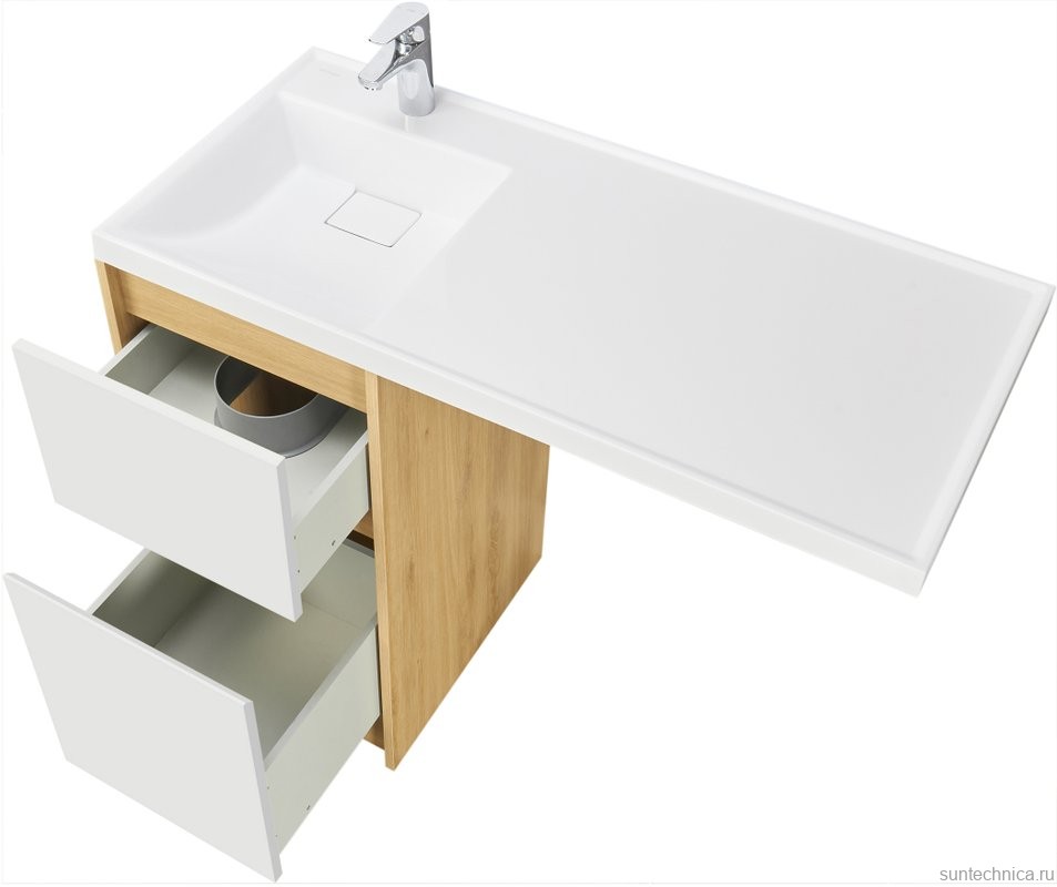 Тумба с раковиной AQUATON Лондри 40 L, дуб сантана, белый