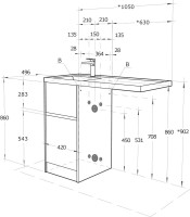 Тумба с раковиной AQUATON Лондри 40 L, дуб сантана, белый