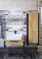 Тумба с раковиной Sanflor Гард 70 подвесная, дуб крафт золотой, черный