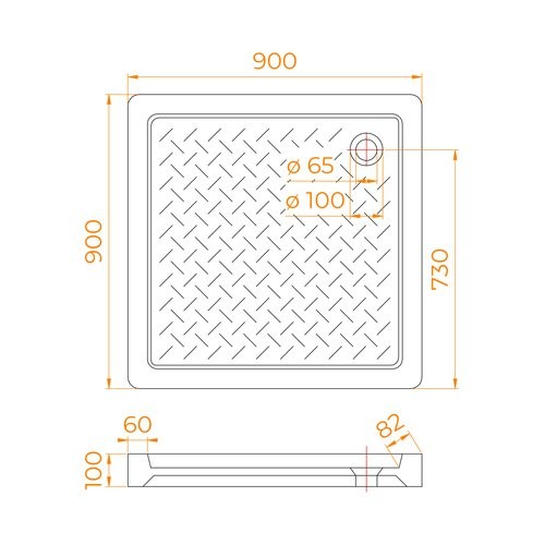 Поддон для душа RGW Ceramics CR-099 90х90х10