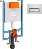 Комплект Унитаз подвесной VitrA Berg 5507B003-6280 с микролифтом + Инсталляция V-Fix Core 738-5800-01 с кнопкой смыва Root S 740-2380 хром