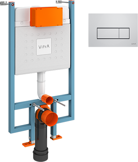 Комплект Унитаз подвесной VitrA Berg 5507B003-6280 с микролифтом + Инсталляция V-Fix Core 738-5800-01 с кнопкой смыва Root S 740-2380 хром