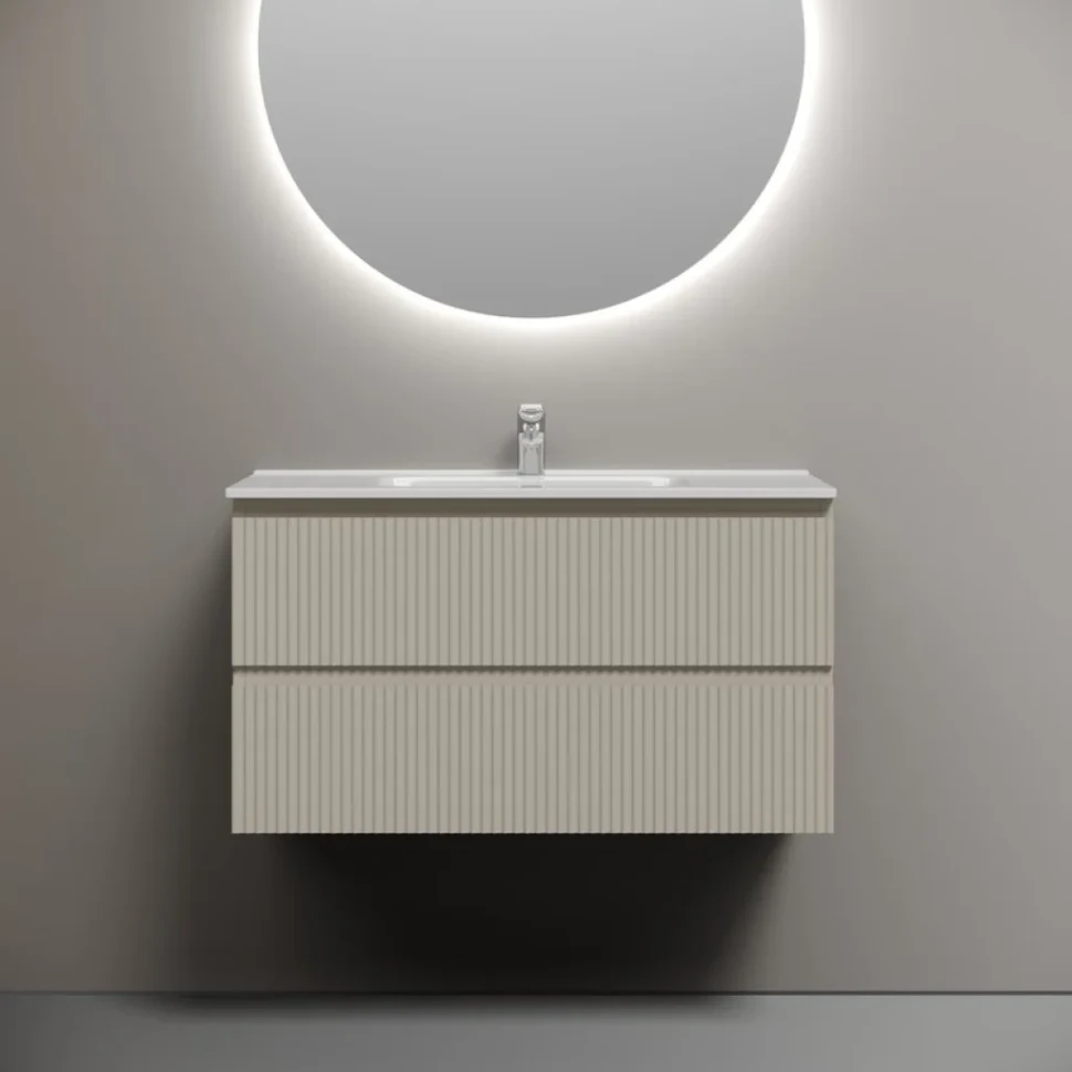 Тумба с раковиной Sancos Snob R 90 beige soft, раковина CN7002