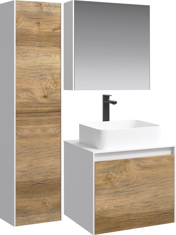 Мебель для ванной комнаты Aqwella 5 stars Mobi 60 белая, дуб балтийский