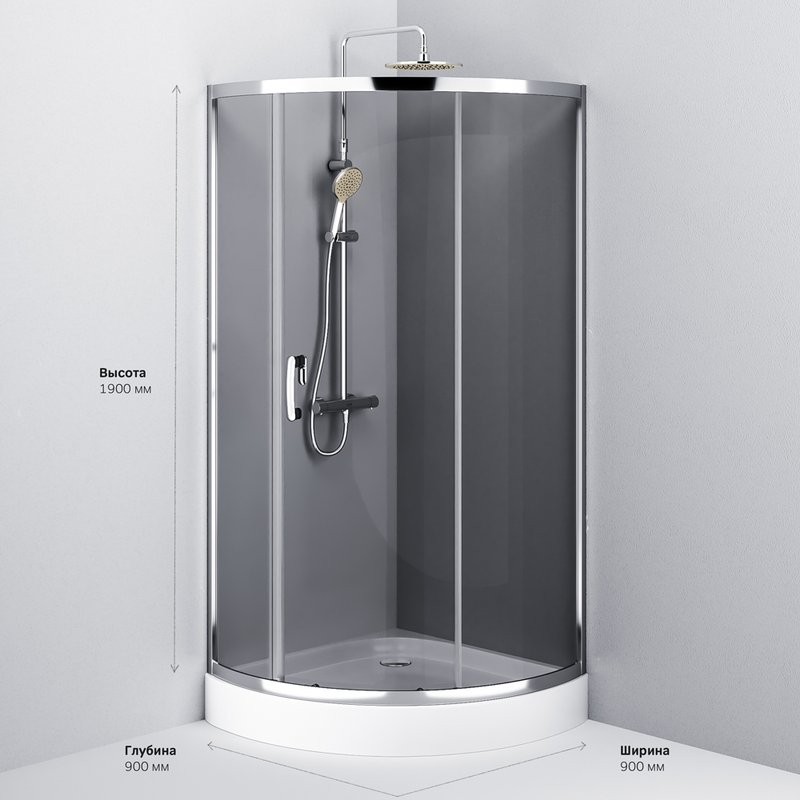Душевой уголок AM.PM Like W83G-315-090CG 90х90, тонированное стекло