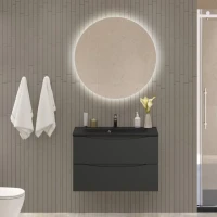 Мебель для ванной комнаты BelBagno Marino 80 подвесная, nero lucido, черная раовина