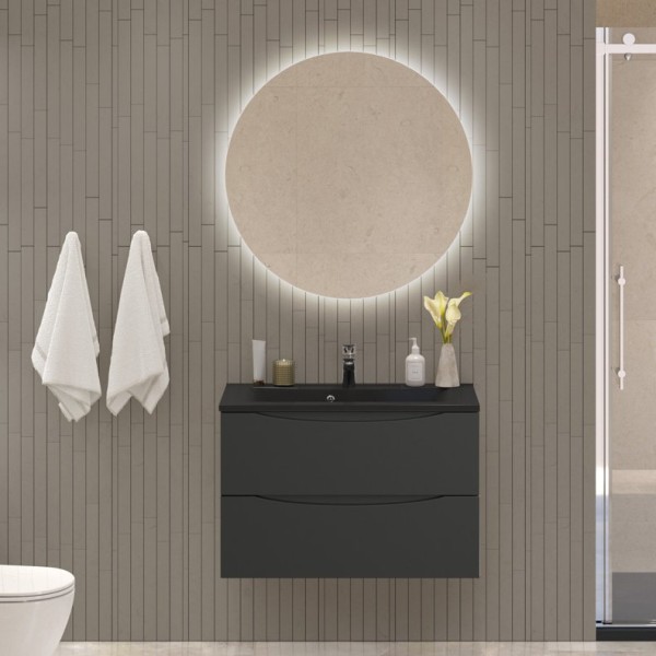 Мебель для ванной комнаты BelBagno Marino 80 подвесная, nero lucido, черная раовина