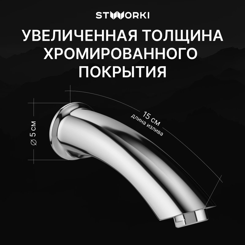 Душевой комплект STWORKI Левангер S07210CR С ВНУТРЕННЕЙ ЧАСТЬЮ, изливом, хром