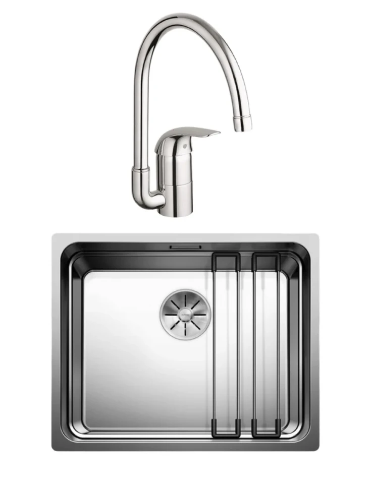 Комплект Мойка Blanco Etagon 500-IF + Смеситель Grohe Euroeco