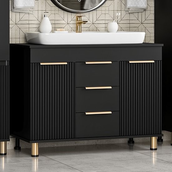 Тумба с раковиной Brevita Enfida 100 напольная, черная