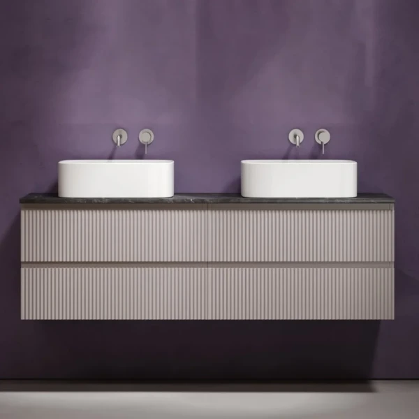 Тумба с раковиной Sancos Snob R 160 doha soft, столешница черный мрамор TT160A1, раковина CN6052