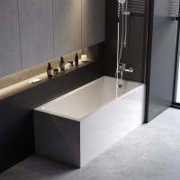 Акриловая ванна AM.PM Gem 175x75 см, пристенная, белая, с каркасом