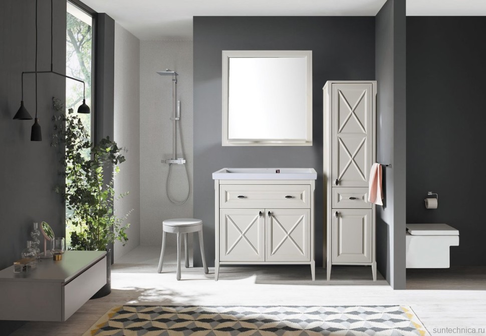 Шкаф пенал для ванной ASB-Woodline Монте 40 R, бежевый