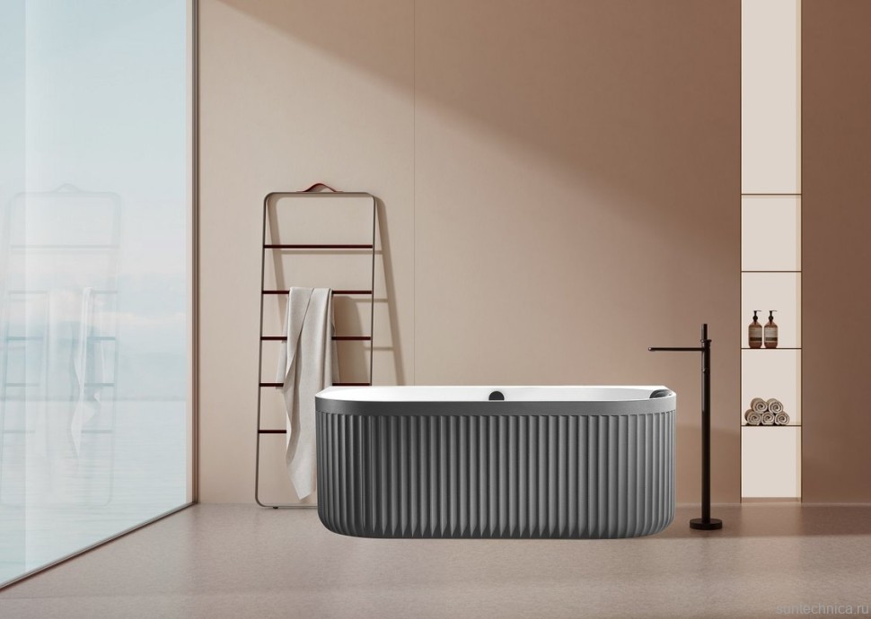 Ванна из искусственного камня AltroBagno Fabiana 090210 170x80 см, пристенная, овальная, на ножках, с донным клапаном, с подголовником