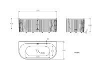Ванна из искусственного камня AltroBagno Fabiana 090210 170x80 см, пристенная, овальная, на ножках, с донным клапаном, с подголовником