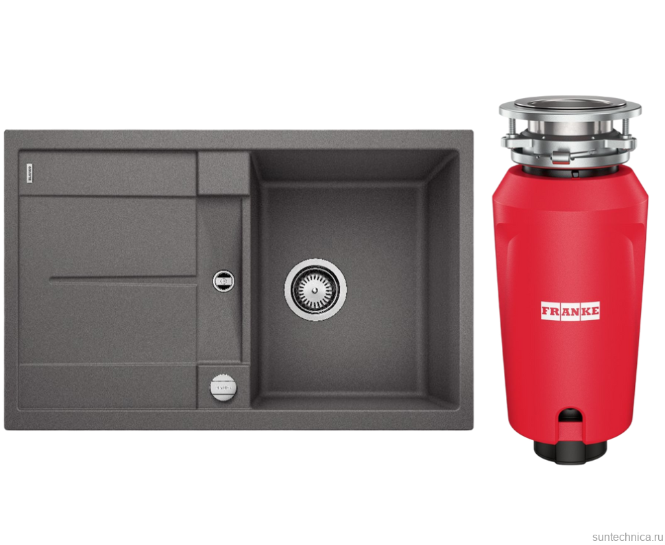 Комплект Мойка Blanco Metra 45S 518868 темная скала + Измельчитель Franke