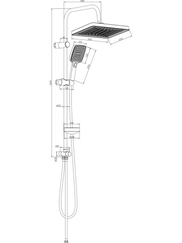 Душевая стойка STWORKI Берген S21180BK