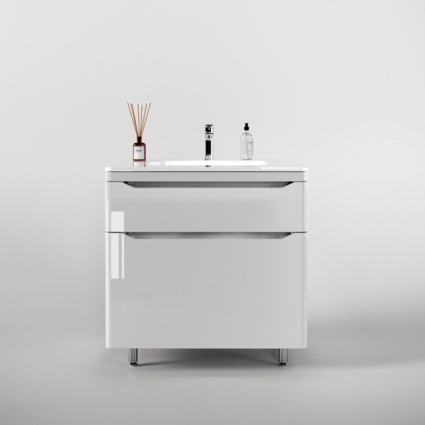 Тумба с раковиной Style Line Марелла 80 напольная, белый глянец