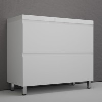 Тумба напольная "Манхэттен 100" ЭМАЛЬ, под раковину ASTI, 2 ящика, PLUS, белый