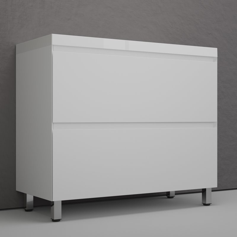 Тумба напольная "Манхэттен 100" ЭМАЛЬ, под раковину ASTI, 2 ящика, PLUS, белый