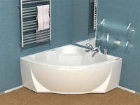 Акриловая ванна AQUATEK Поларис – 1 POL1-0000030 140x140 см, угловая, пристенная, белая, четверть круга, вклеенный каркас, с экраном, с сиденьем, со сливом-переливом