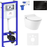 Комплект Lavinia Boho Унитаз подвесной Smart V-Clean 335901RS с микролифтом + Инсталляция RelFix 38010010 + Кнопка RelFix 380501MB + Дозатор RelFix 38040010