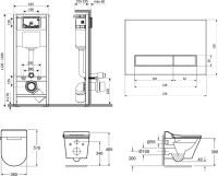 Комплект Lavinia Boho Унитаз подвесной Smart V-Clean 335901RS с микролифтом + Инсталляция RelFix 38010010 + Кнопка RelFix 380501MB + Дозатор RelFix 38040010