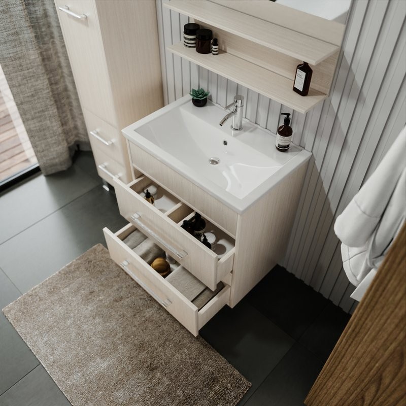 Тумба с раковиной Бриклаер Чили 70 светлая лиственница С