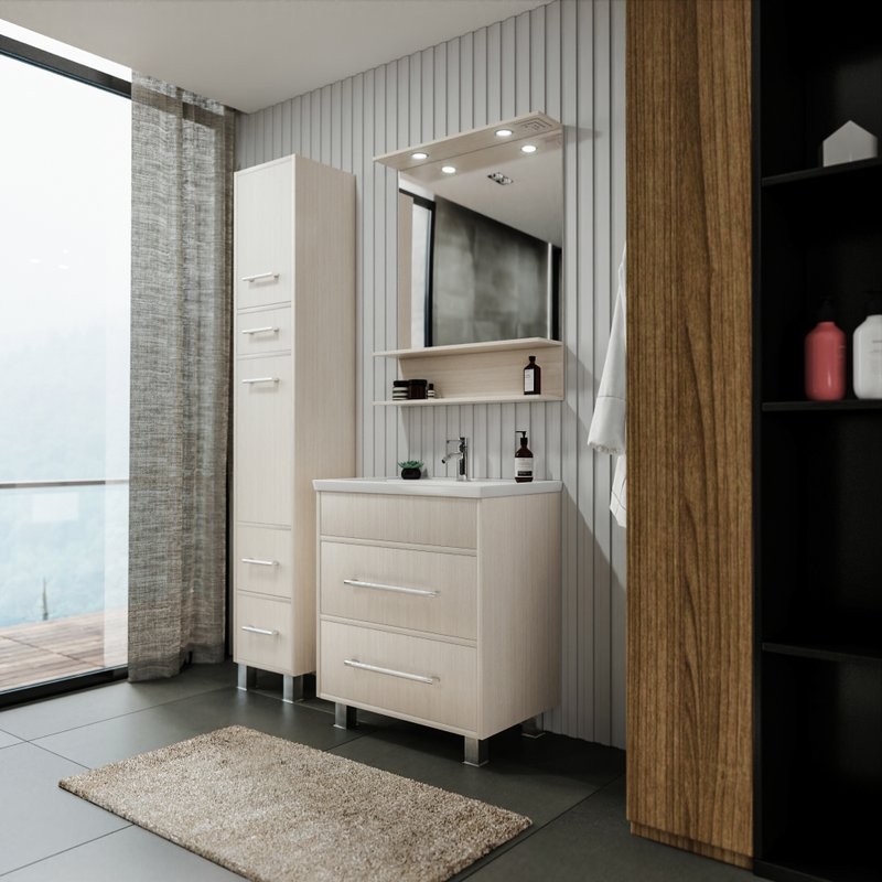 Тумба с раковиной Бриклаер Чили 70 светлая лиственница С