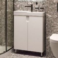 Тумба с раковиной Belux Даллас 55 R напольная, белая глянцевая