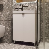 Тумба с раковиной Belux Даллас 55 R напольная, белая глянцевая