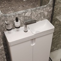 Тумба с раковиной Belux Даллас 55 R напольная, белая глянцевая